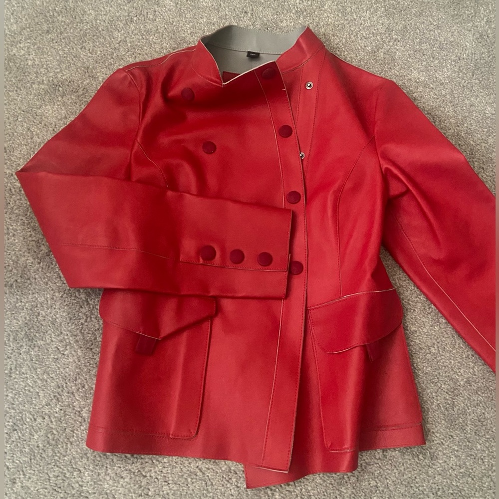 EMPORIO ARMANI red leather jacket